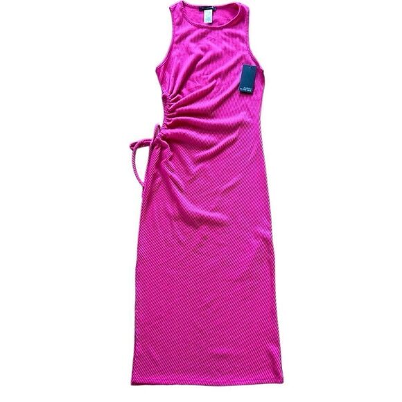NEW Caution To The Wind Hot Pink Ribbed Cut Out Dress - Picture 3 of 8